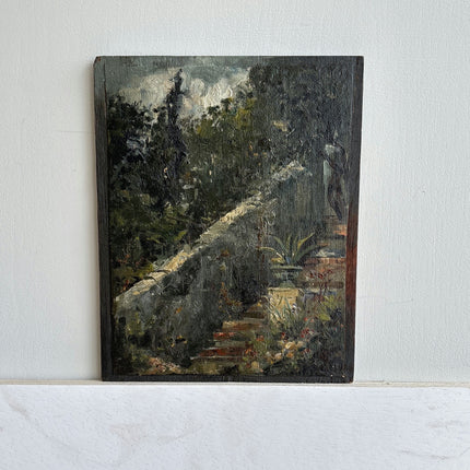 19th Century Antique Landscape Oil Painting "Stone Path" Small Art Holland Art Shop
