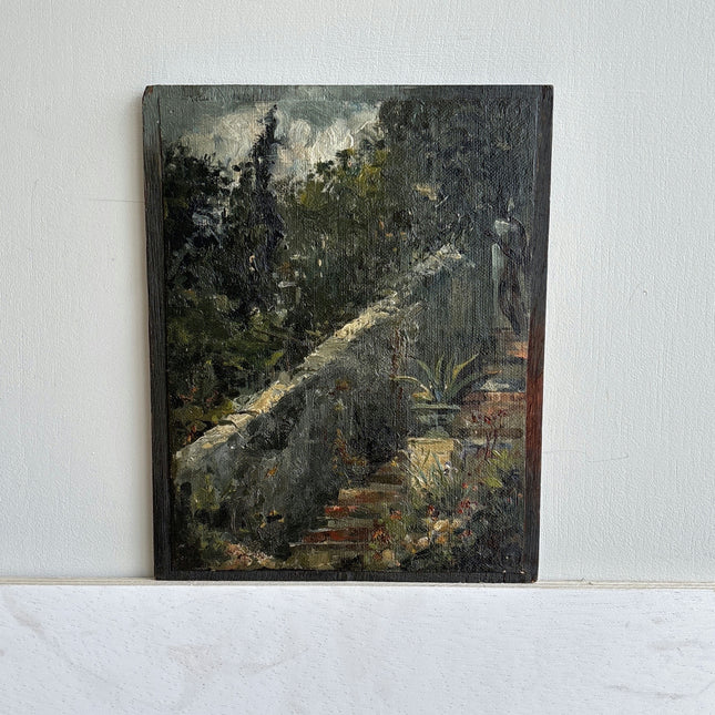 19th Century Antique Landscape Oil Painting "Stone Path" Small Art Holland Art Shop