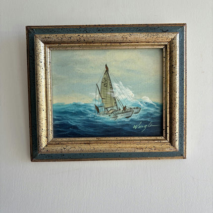Detailed Seascape Oil Painting "Sailing Boat" Original Small Art Holland Art Shop