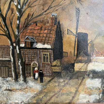 Handcrafted Winter Landscape Oil Painting "Snowy Village" Refined Art Holland Art Shop