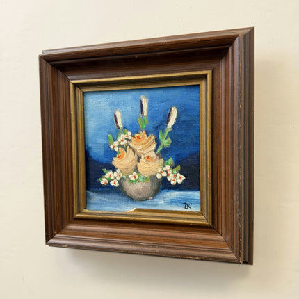 Elegant Floral Still Life Oil Painting "Blue Water" Refined Small Artwork Holland Art Shop