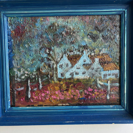 Detailed Landscape Oil Painting "Blue Frame" Timeless Small Artwork Holland Art Shop