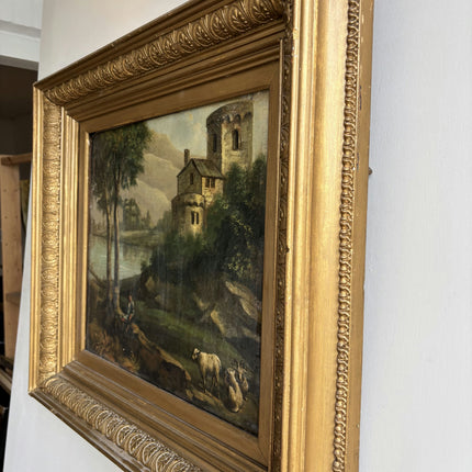 19th Century Antique Figurative Oil Painting "Gilded Frame" Artwork Holland Art Shop