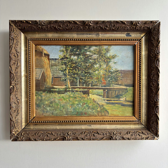 Authentic Landscape Oil Painting "Ornate Frame" Expressive Art Holland Art Shop