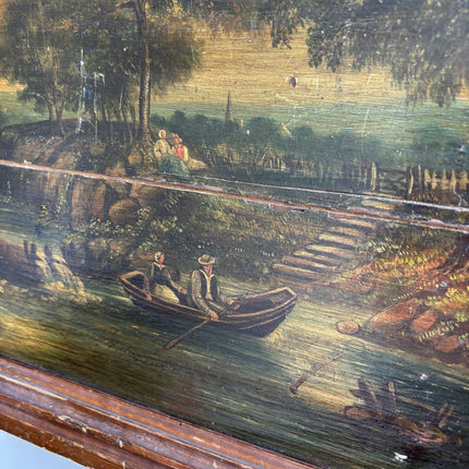Traditional Landscape Oil Painting "Rowboat Couple" Handcrafted Art Holland Art Shop