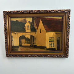 Original Cityscape Oil Painting "Yellow Building" Elegant Large Artwork Holland Art Shop