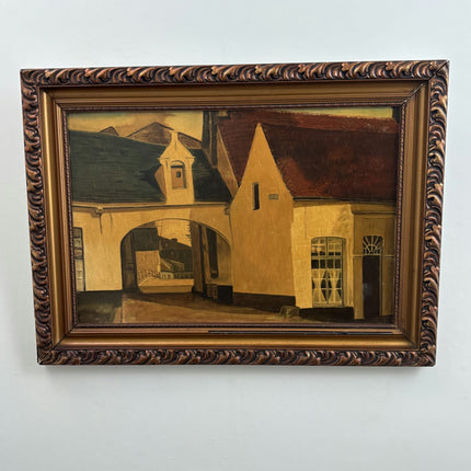 Original Cityscape Oil Painting "Yellow Building" Elegant Large Artwork Holland Art Shop