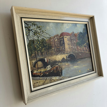 Authentic Cityscape Oil Painting "Rowing Boat" Expressive Art Holland Art Shop