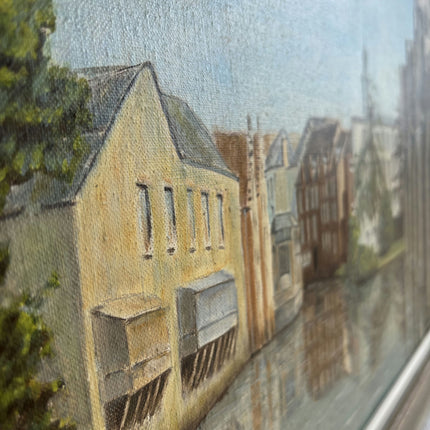 Traditional Cityscape Oil Painting "Riverside Buildings" Large Artwork Holland Art Shop