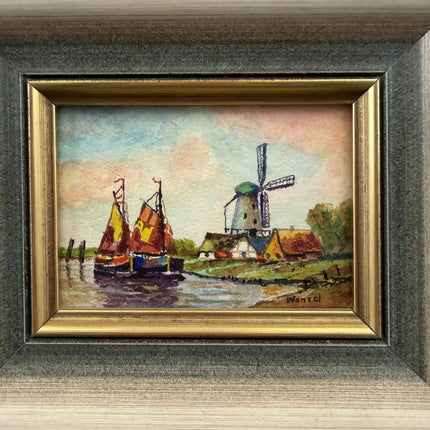 Authentic Scenery Oil Painting "Sailing Boats" Original Small Art Holland Art Shop