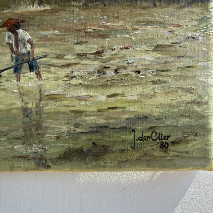 Refined Farm Oil Painting "Water Buffalo" Vintage Small Art Holland Art Shop