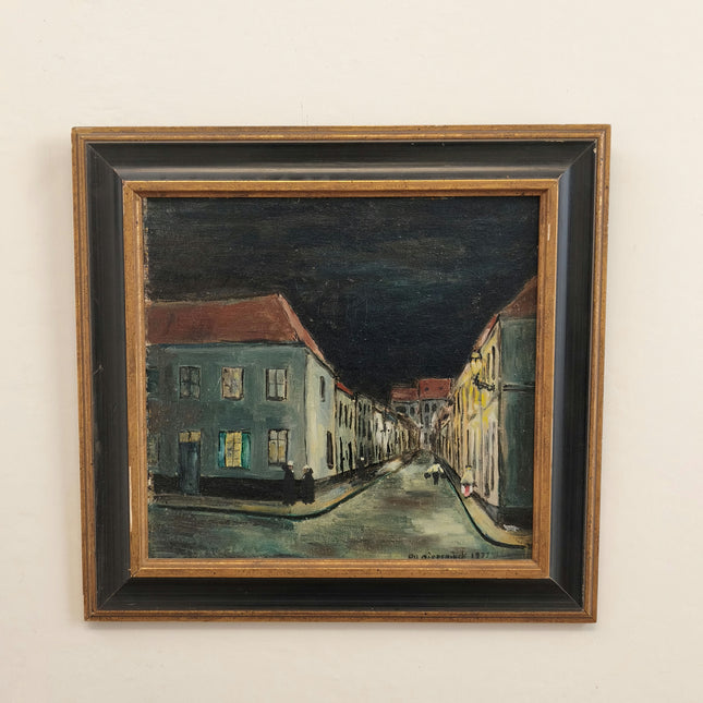 Vintage Cityscape Oil Painting "Night Street" Elegant Artwork Holland Art Shop