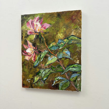 Elegant Floral Still Life Oil Painting "Pink Rose" Detailed Art Holland Art Shop