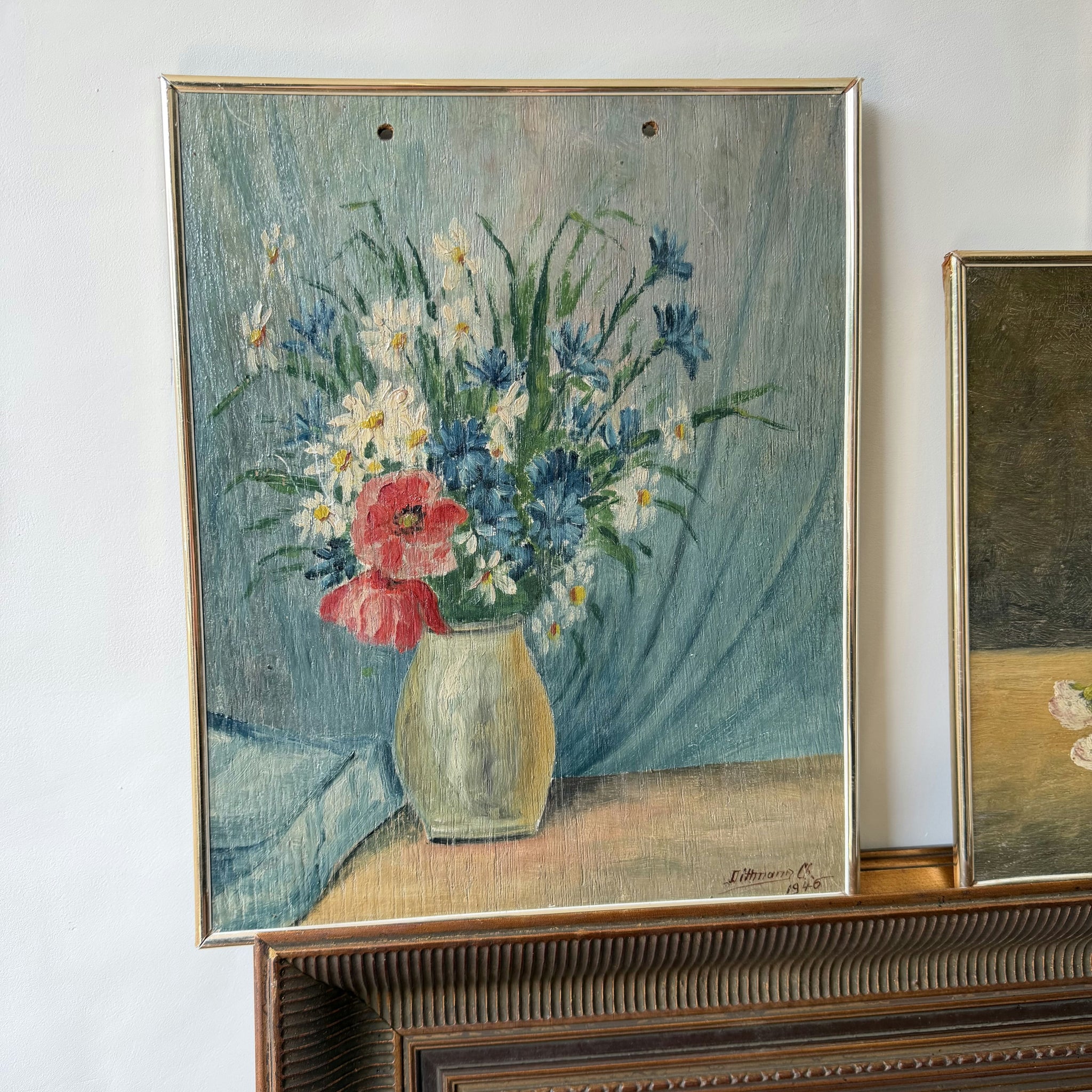 Detailed Flowery Still Life Oil Painting 