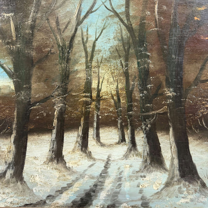 Vintage Landscape Oil Painting "Snowy Trees" Handcrafted Artwork Holland Art Shop