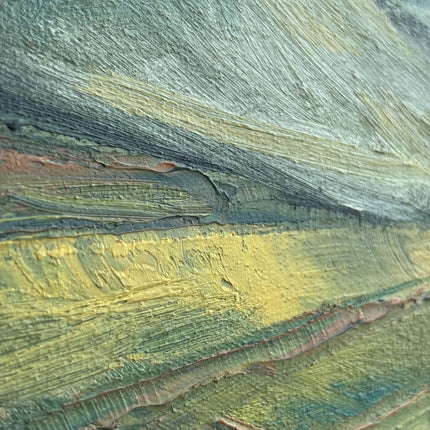 Timeless Landscape Oil Painting "Green Field" Handcrafted Small Artwork Holland Art Shop