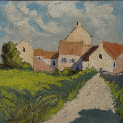 Handcrafted Landscape Oil Painting "Village Houses" Expressive Artwork Holland Art Shop