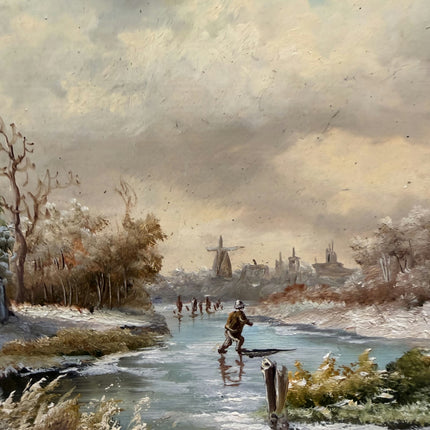Handcrafted Winter Landscape Oil Painting "Gilded Frame" Timeless Small Art Holland Art Shop