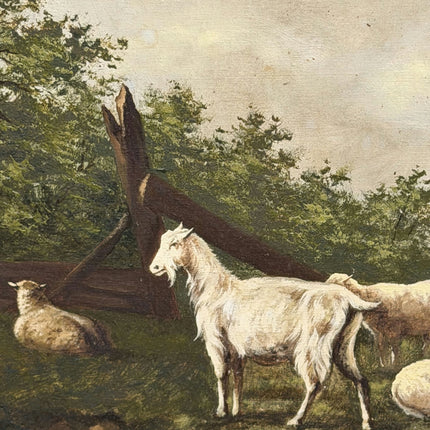 Authentic Animals Oil Painting "White Goat" Vintage Artwork Holland Art Shop