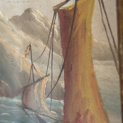 Antique Seascape Oil Painting "Gilded Frame" Elegant Small Art Holland Art Shop