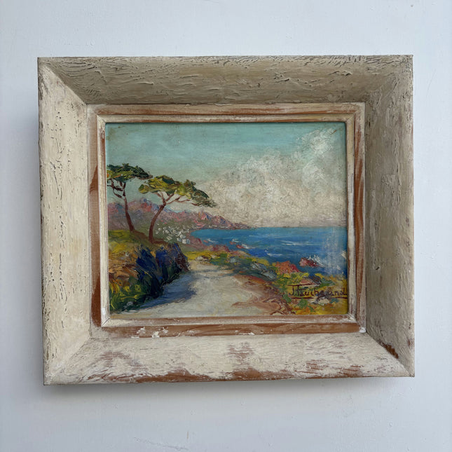 Detailed Landscape Oil Painting "Coastal Path" Authentic French Artwork Holland Art Shop