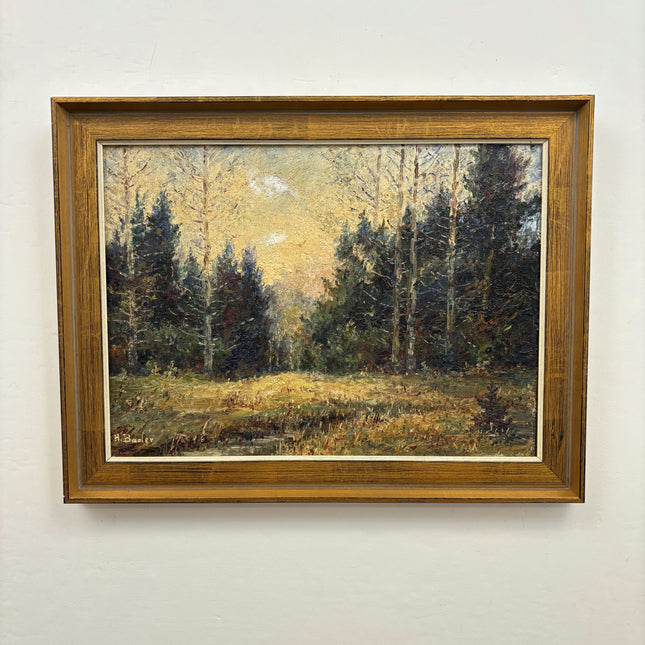 Elegant Landscape Oil Painting "Sunlit Trees" Vintage Art Holland Art Shop