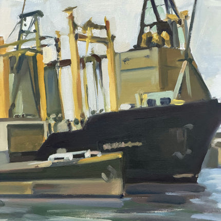 Vintage Harbor Scene Oil Painting "Stretched Canvas" Detailed Large Art Holland Art Shop