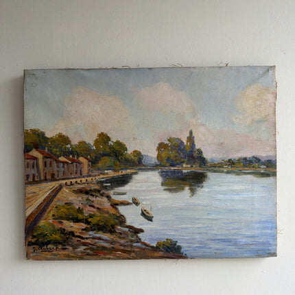 Traditional Landscape Oil Painting "Tall Cypress" Handcrafted Small Artwork Holland Art Shop