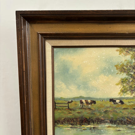 Original Landscape Oil Painting "Grazing Cows" Traditional Art Holland Art Shop