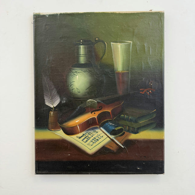 Rustic Still Life Oil Painting "Violin Instrument" Timeless Artwork Holland Art Shop