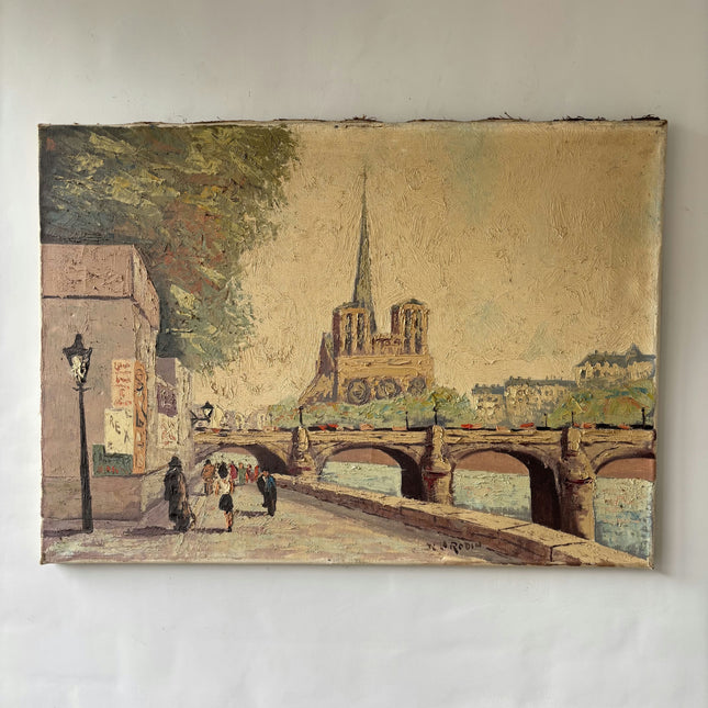 Authentic Cityscape Oil Painting "Stone Bridge" Detailed Art Holland Art Shop