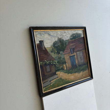 Traditional Farm Oil Painting "Yellow House" Detailed Small Artwork Holland Art Shop