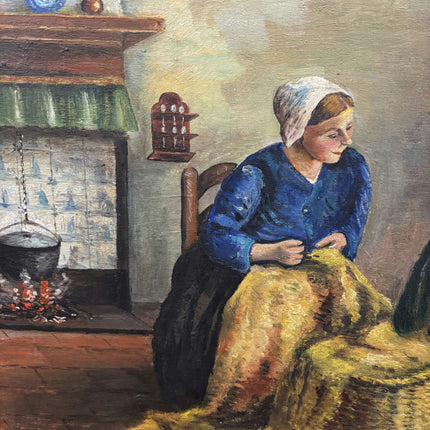 Original Interior Oil Painting "Seated Woman" Handcrafted Large Artwork Holland Art Shop