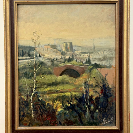 Original Landscape Oil Painting "Stone Bridge" Vintage Artwork Holland Art Shop