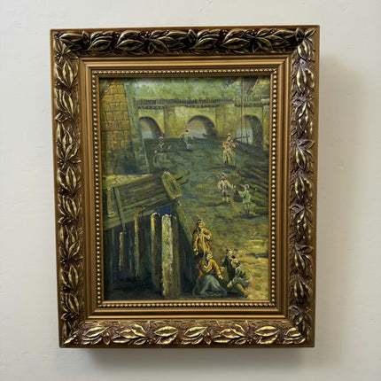 Original Scenery Oil Painting "River Bridge" Elegant Artwork Holland Art Shop