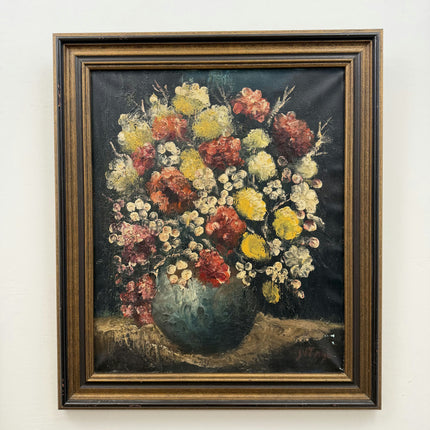 1894 Antique Floral Still Life Oil Painting "Flower Vase" Large Art Holland Art Shop