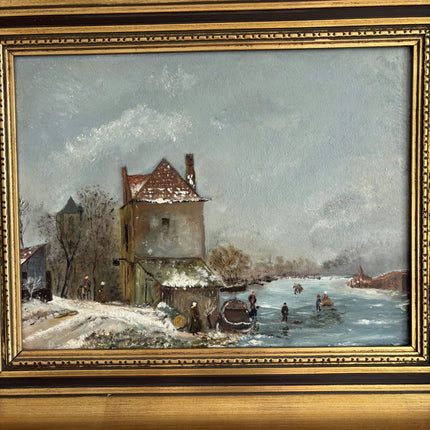Elegant Winter Landscape Oil Painting "Gold Frame" Detailed Art Holland Art Shop