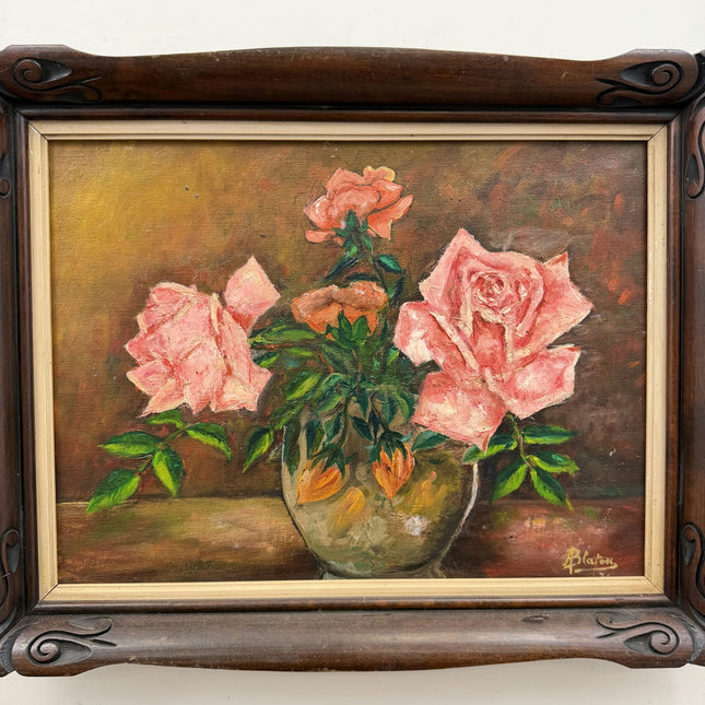 Original Floral Still Life Oil Painting "Pink Roses" Timeless Art Holland Art Shop