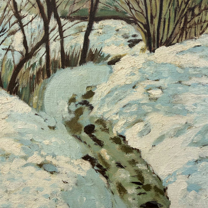 Classic Winter Landscape Oil Painting "Snow Stream" Refined Small Art Holland Art Shop