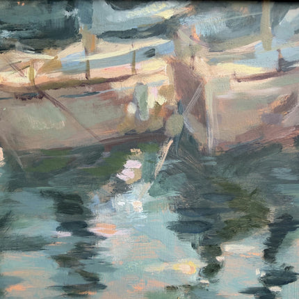 Timeless Harbor Scene Oil Painting "Painted Water" Rustic Art Holland Art Shop