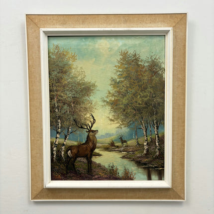 Original Animals Oil Painting "Stag Deer" Vintage Art Holland Art Shop