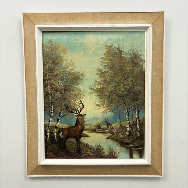 Original Animals Oil Painting "Stag Deer" Vintage Art Holland Art Shop