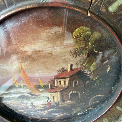 Refined Seascape Oil Painting "Coastal Cottage" Original Small Art Holland Art Shop