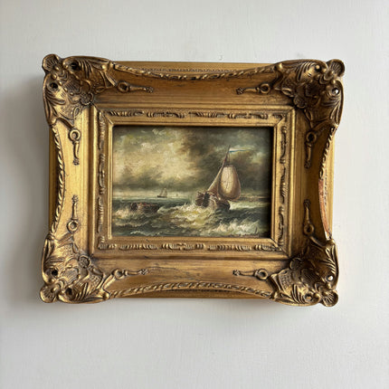 Elegant Seascape Oil Painting "Gilded Frame" Expressive French Artwork Holland Art Shop
