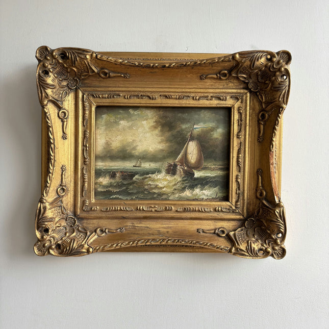 Elegant Seascape Oil Painting "Gilded Frame" Expressive French Artwork Holland Art Shop