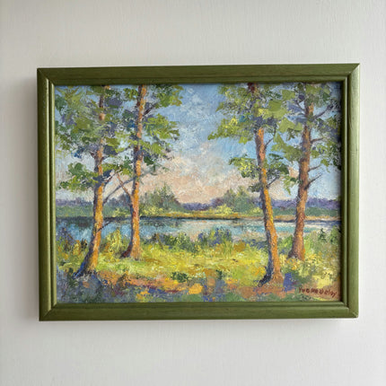 Classic Landscape Oil Painting "Birch Trees" Rustic Small Art Holland Art Shop