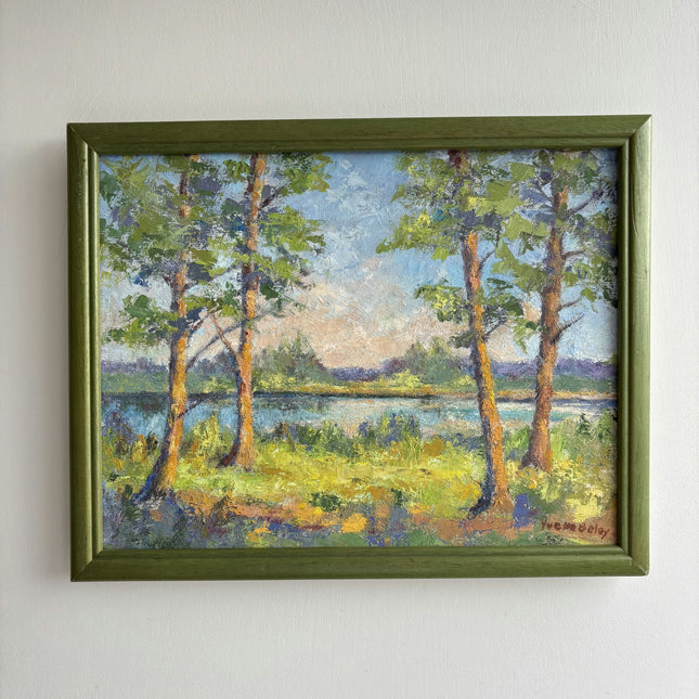 Classic Landscape Oil Painting "Birch Trees" Rustic Small Art Holland Art Shop