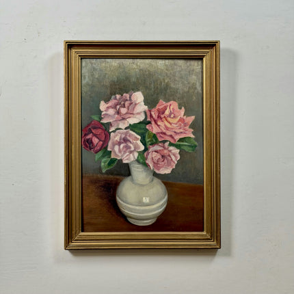 Handcrafted Still Life Oil Painting "Pink Roses" Expressive Art Holland Art Shop