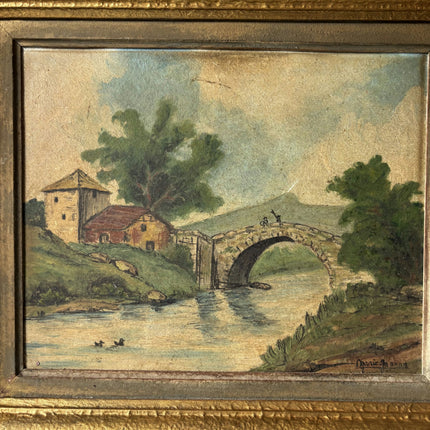 Authentic Landscape Oil Painting "Stone Bridge" Elegant Artwork Holland Art Shop