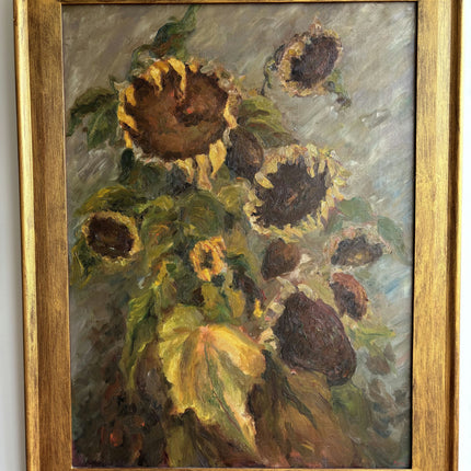 Timeless Floral Still Life Oil Painting "Drooping Sunflowers" Large Artwork Holland Art Shop